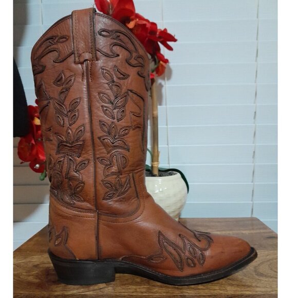 SOLD🔶️🔶️🔶️🔶🔶women's brown leather cowboy boots Frye brand pull on style 8B - Picture 11 of 12